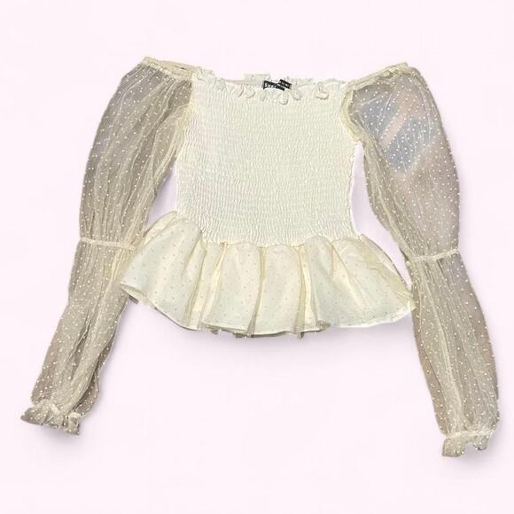 Cream Off The Shoulder Top With - Picture 1 of 5